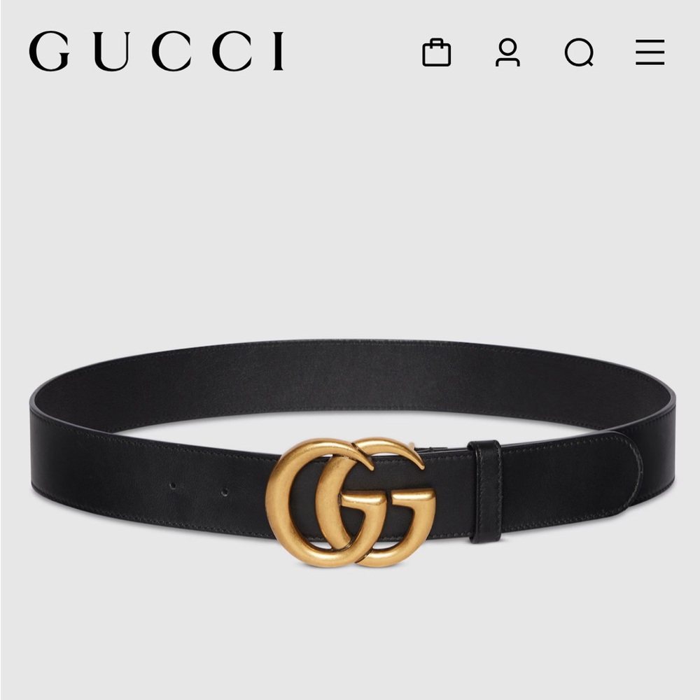 Gucci Black and Gold GG Marmont Belt